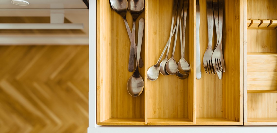 kitchen utensils in kitchen draw