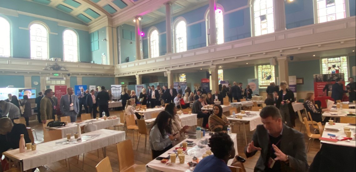 just-mortgages-new-build-and-affordable-housing-event-st-mary's-church-marleybone-stage-presentation-set-up